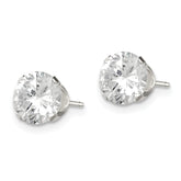 Sterling Silver 7mm CZ Stud Earrings with Polished Anti-Tarnish Finish